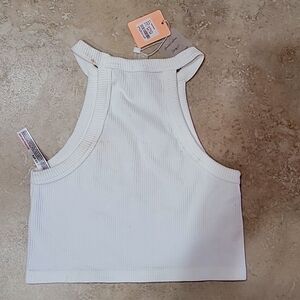 Anwnd Women's White Sleeveless Crop Top, Size Medium